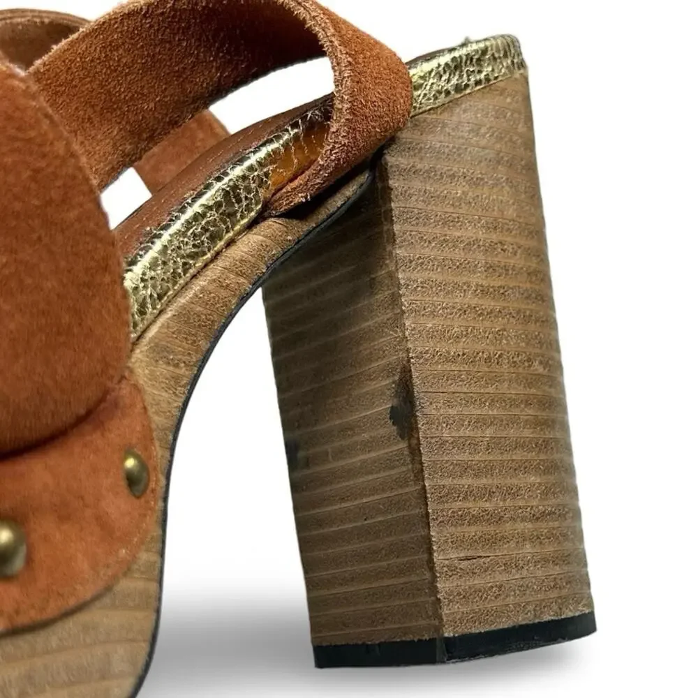Free People Justine Platform Sandals Size 40 EU | 10‎ US Suede Boho Hippie Chic